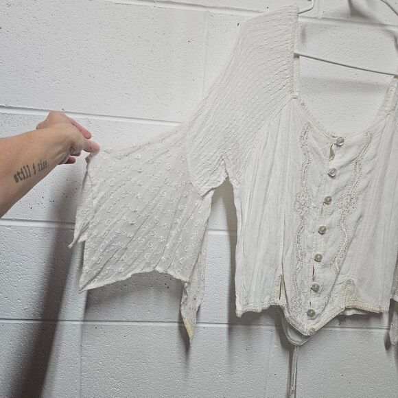 L Pogee Cottagecore Fairy Blouse Size Large - Picture 2 of 8